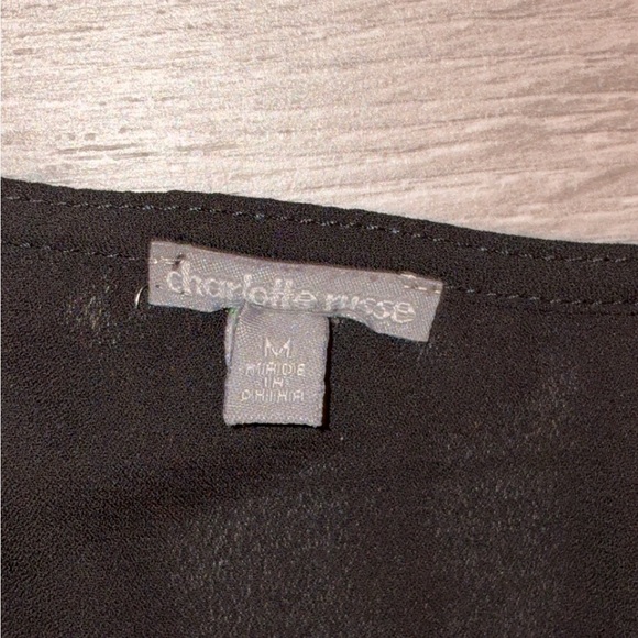 Charlotte Russe Women’s Size Medium Blouse Sheer Black Vneck Jewel Stud Detail - Picture 2 of 7
